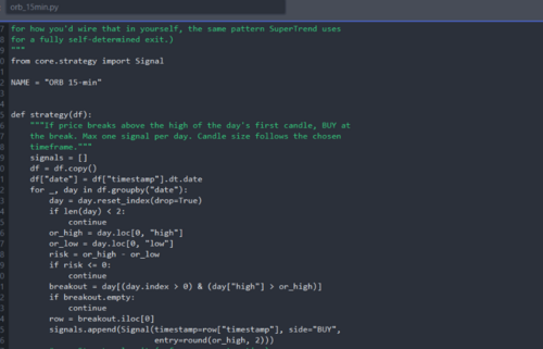 Strategy code editor